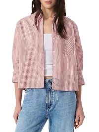 Lucia Striped Poplin Button-Front Shirt