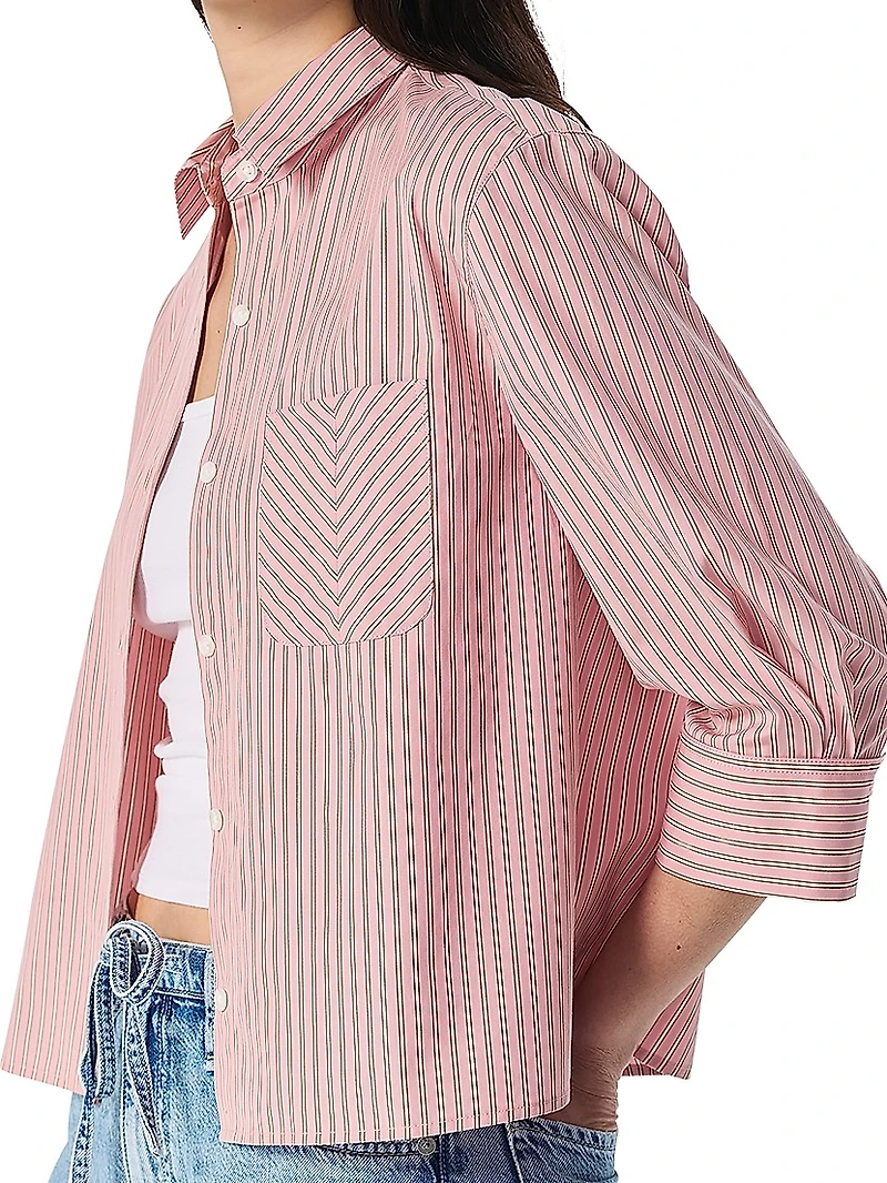 Lucia Striped Poplin Button-Front Shirt