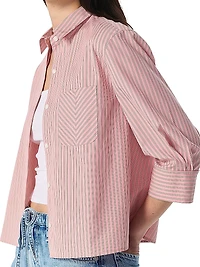 Lucia Striped Poplin Button-Front Shirt