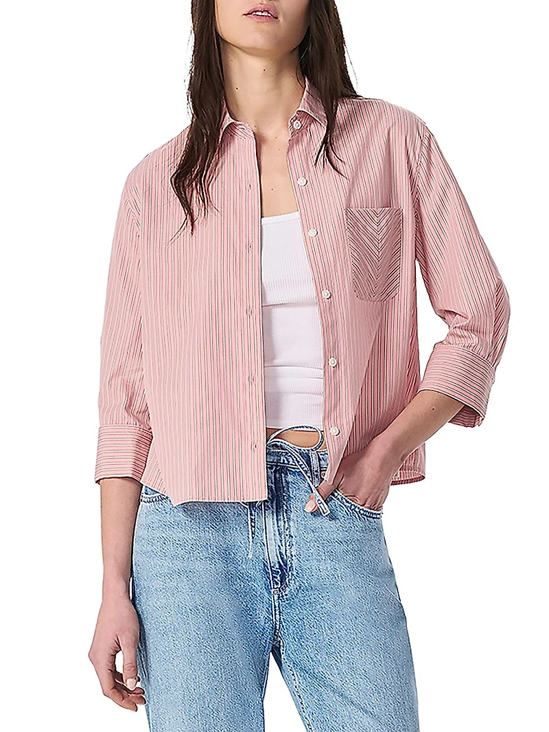 Lucia Striped Poplin Button-Front Shirt