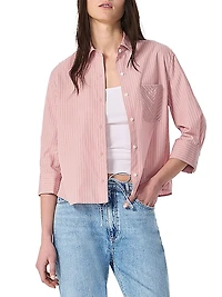Lucia Striped Poplin Button-Front Shirt