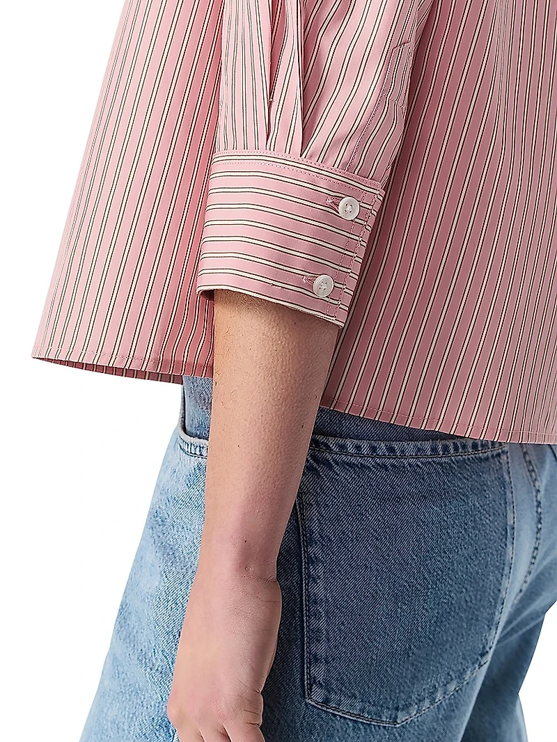 Lucia Striped Poplin Button-Front Shirt