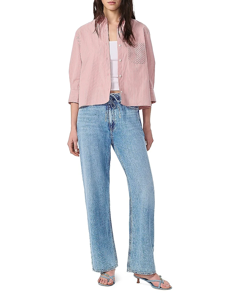 Lucia Striped Poplin Button-Front Shirt