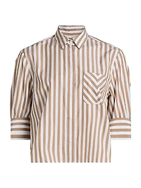 Lucia Striped Poplin Button-Front Shirt