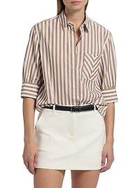 Lucia Striped Poplin Button-Front Shirt