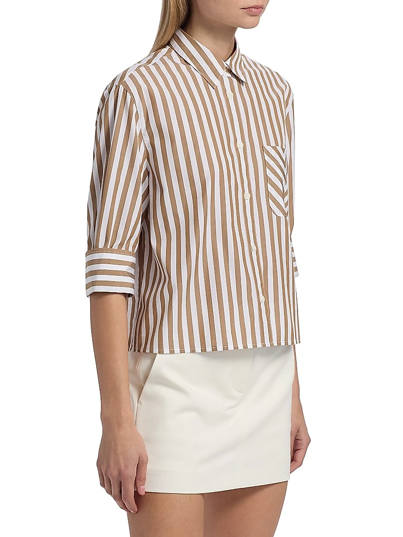 Lucia Striped Poplin Button-Front Shirt