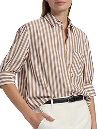 Lucia Striped Poplin Button-Front Shirt
