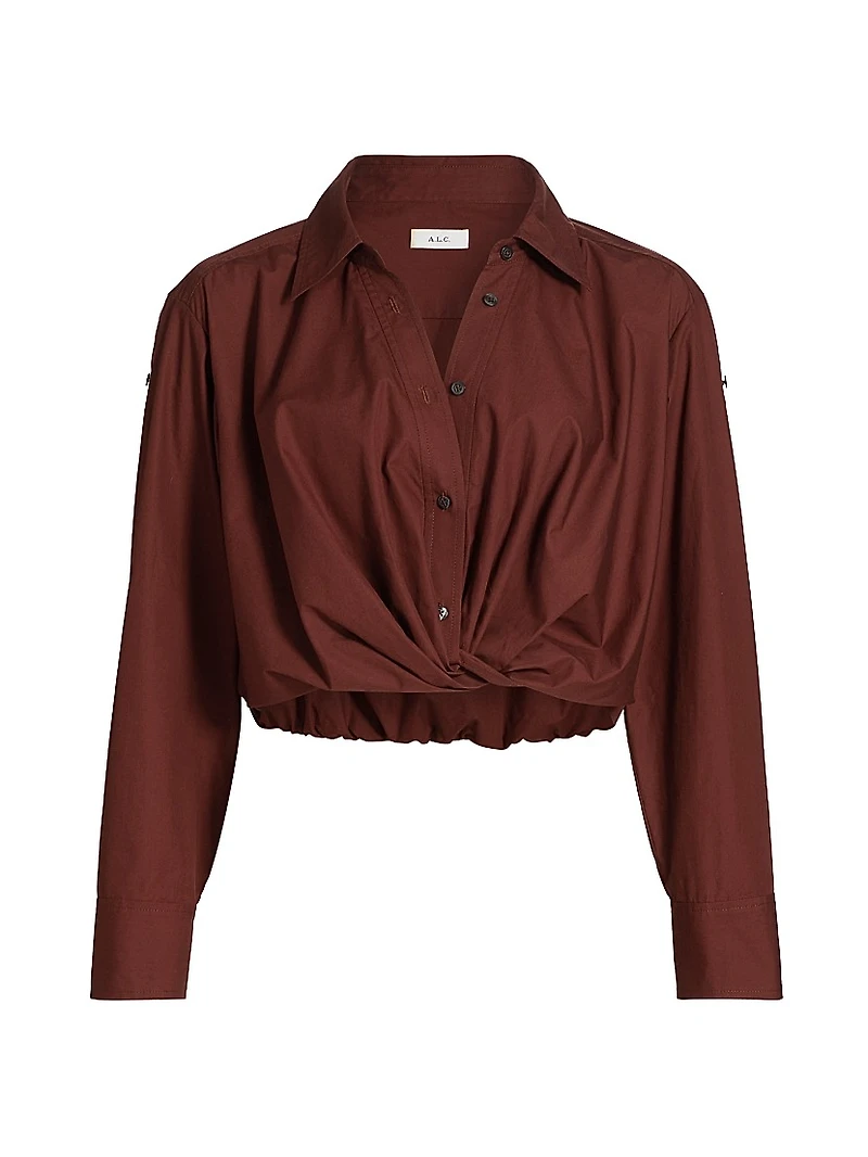 Leo Twist Cotton Button-Front Top