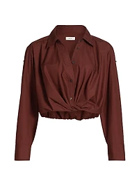 Leo Twist Cotton Button-Front Top