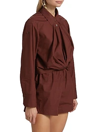 Leo Twist Cotton Button-Front Top