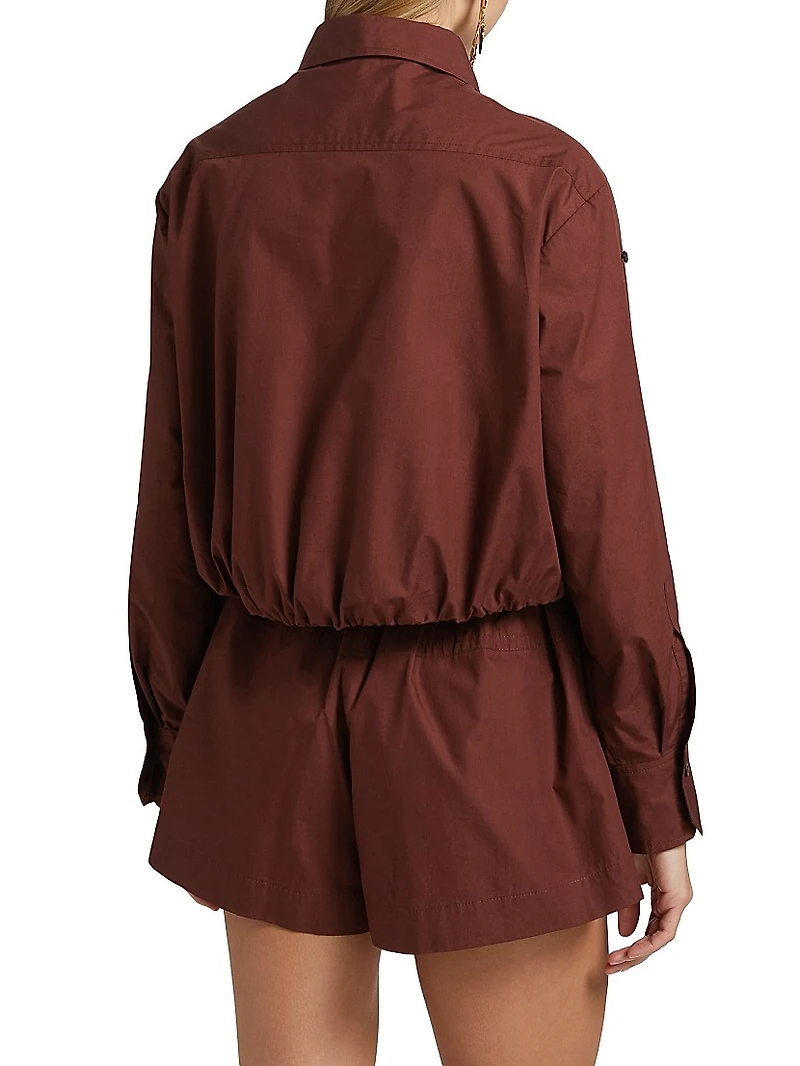 Leo Twist Cotton Button-Front Top