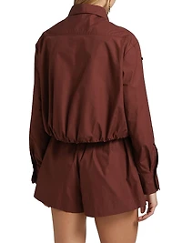 Leo Twist Cotton Button-Front Top