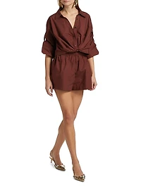 Leo Twist Cotton Button-Front Top