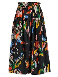 Jayden Printed Cotton Midi-Skirt