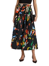 Jayden Printed Cotton Midi-Skirt