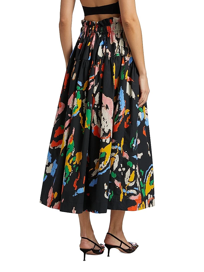 Jayden Printed Cotton Midi-Skirt