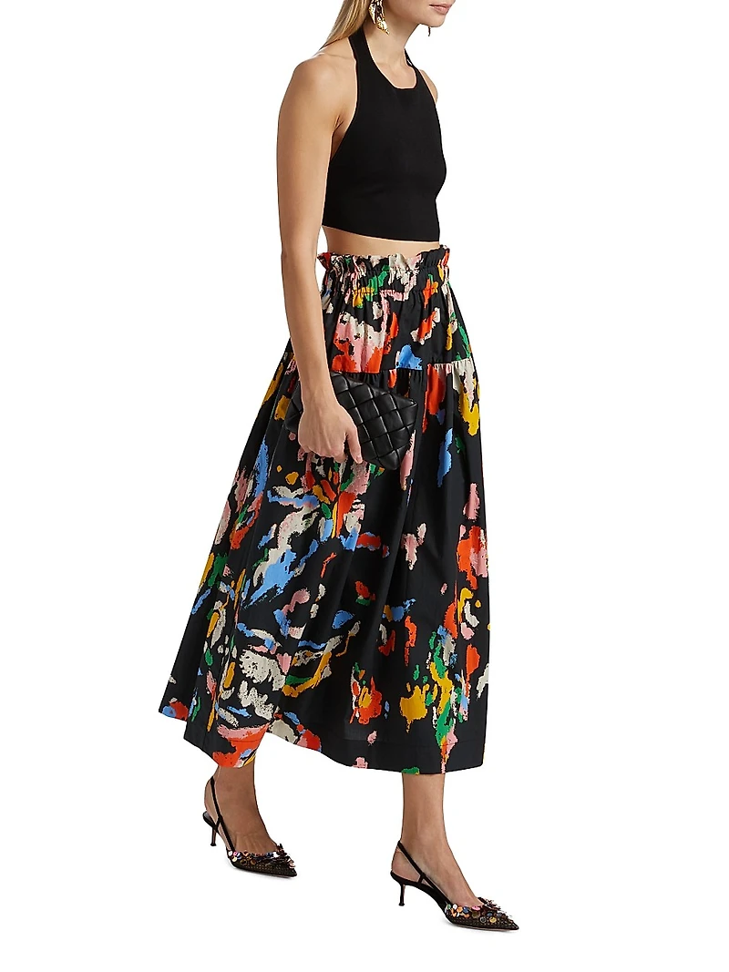 Jayden Printed Cotton Midi-Skirt