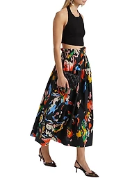 Jayden Printed Cotton Midi-Skirt