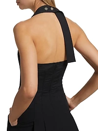 Nat Halterneck Stretch Cotton Minidress