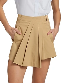 Brody Pleated Stretch Cotton Shorts