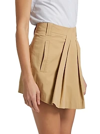 Brody Pleated Stretch Cotton Shorts