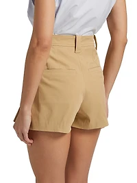 Brody Pleated Stretch Cotton Shorts