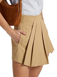 Brody Pleated Stretch Cotton Shorts