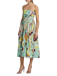 Tate Printed Strapless Midi-Dress