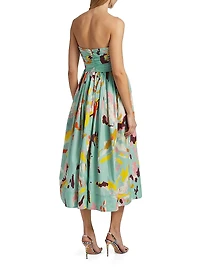 Tate Printed Strapless Midi-Dress
