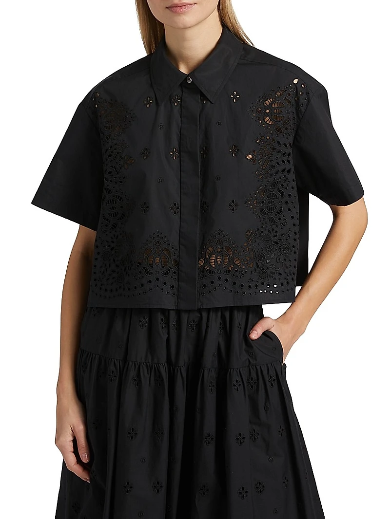 Jade Eyelet Cotton Top