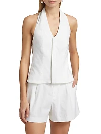 Cora Linen-Stretch Cotton Top