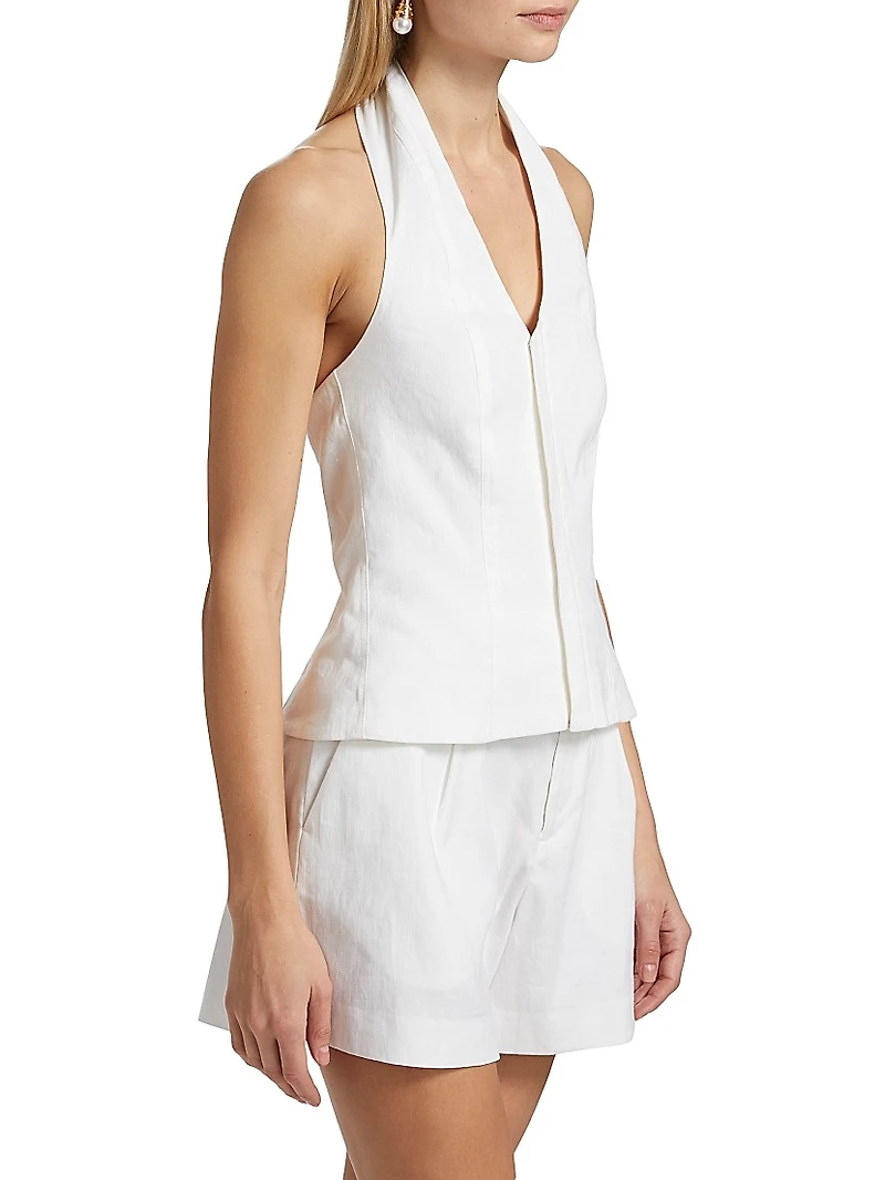 Cora Linen-Stretch Cotton Top