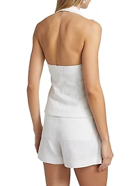 Cora Linen-Stretch Cotton Top