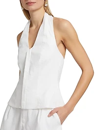 Cora Linen-Stretch Cotton Top