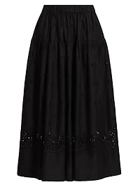 Jay Embroidered Cotton Midi-Skirt