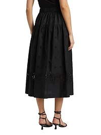 Jay Embroidered Cotton Midi-Skirt