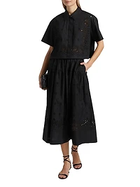 Jay Embroidered Cotton Midi-Skirt