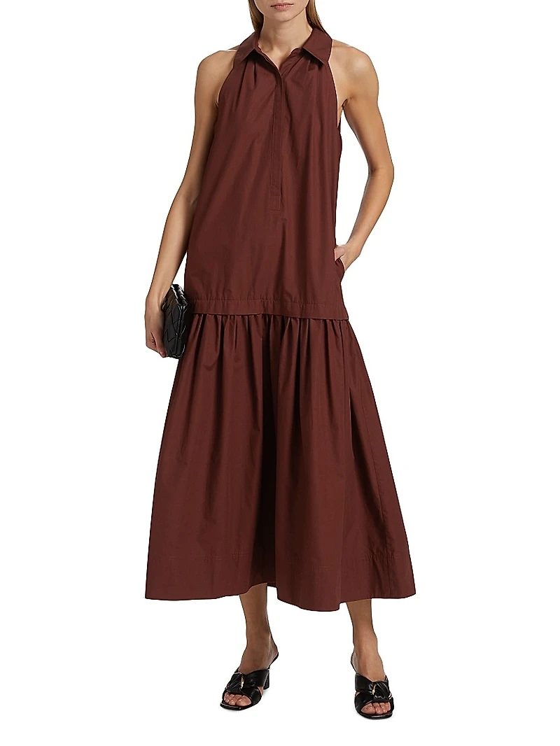 Vera Cotton Drop-Waist Midi-Dress