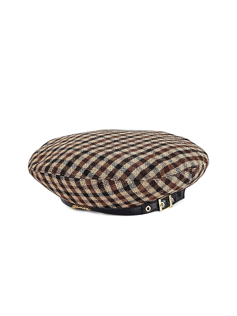 Checked Logo Beret