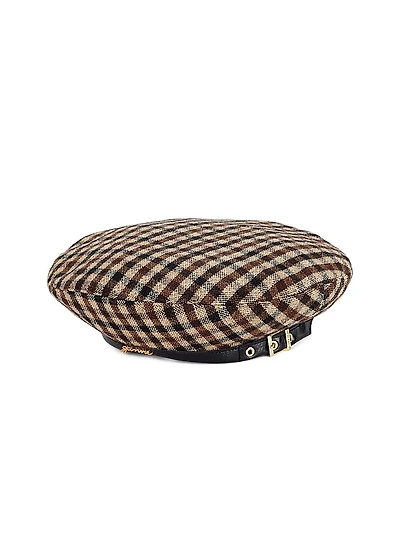 Checked Logo Beret