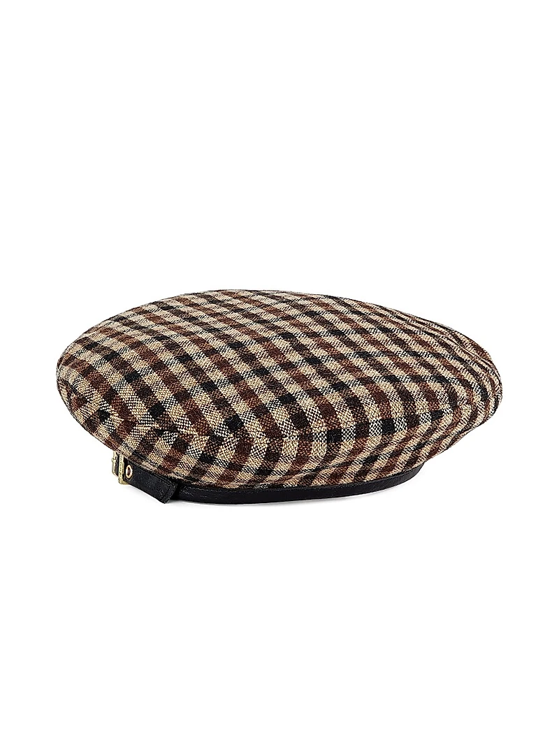 Checked Logo Beret