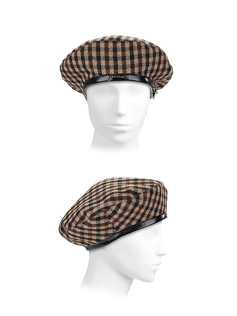 Checked Logo Beret