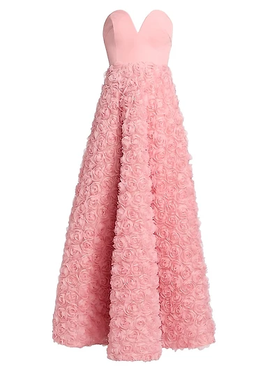 Bell Mesh Rose Appliqué Gown