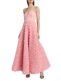 Bell Mesh Rose Appliqué Gown