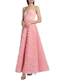 Bell Mesh Rose Appliqué Gown