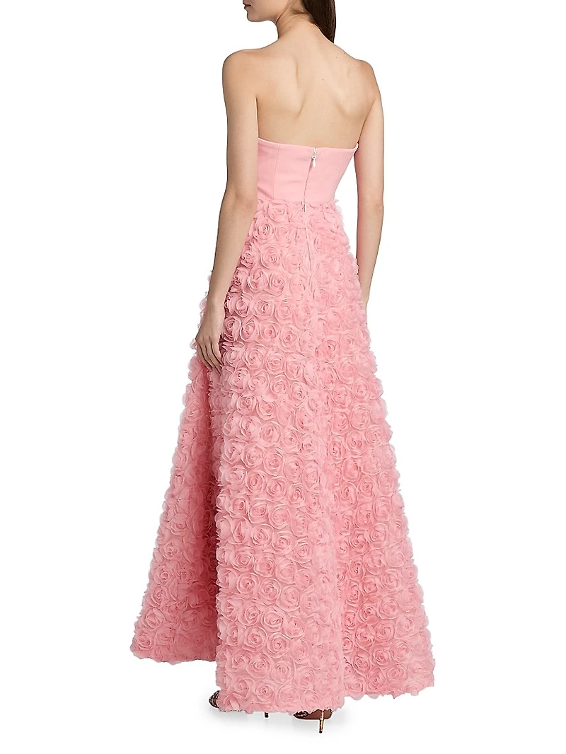Bell Mesh Rose Appliqué Gown