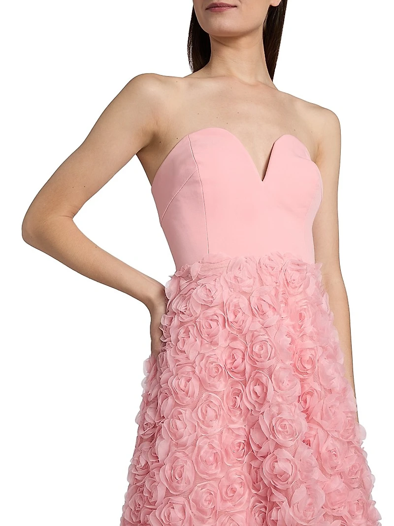 Bell Mesh Rose Appliqué Gown