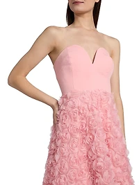 Bell Mesh Rose Appliqué Gown