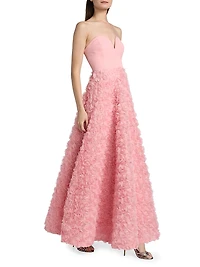 Bell Mesh Rose Appliqué Gown