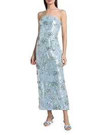 Jasmine Sequined Strapless Column Dress